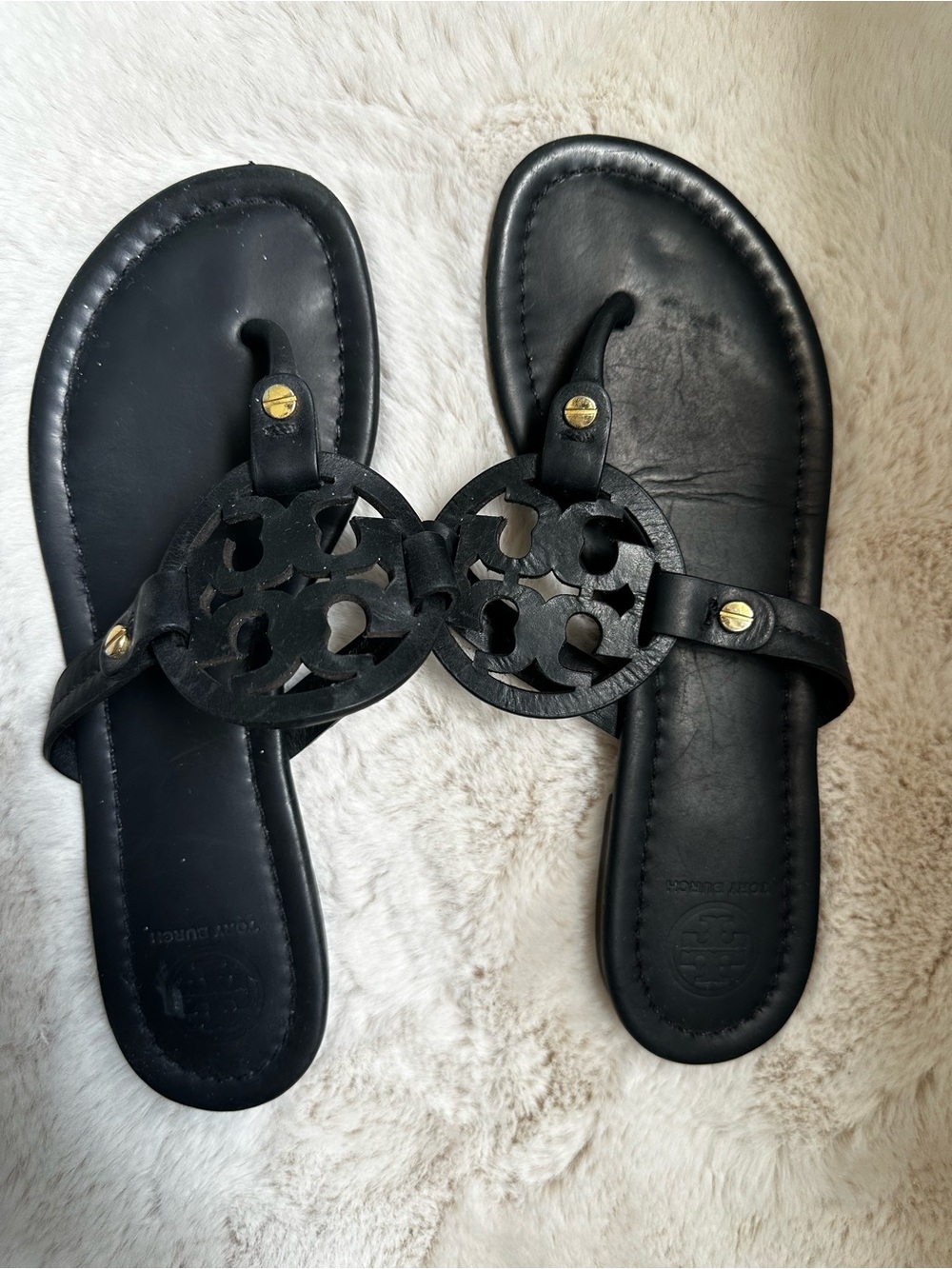 Tory Burch Miller Black Leather Thong Sandal